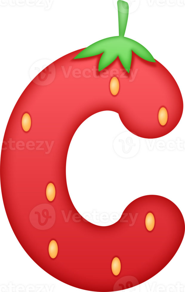 Strawberry Alphabet Cute Letter C png