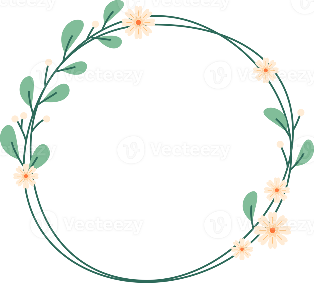 Circle Leaf Flower Frame png