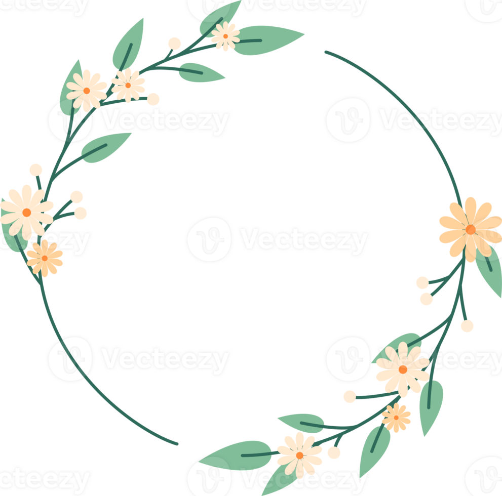 Circle Leaf Flower Frame png
