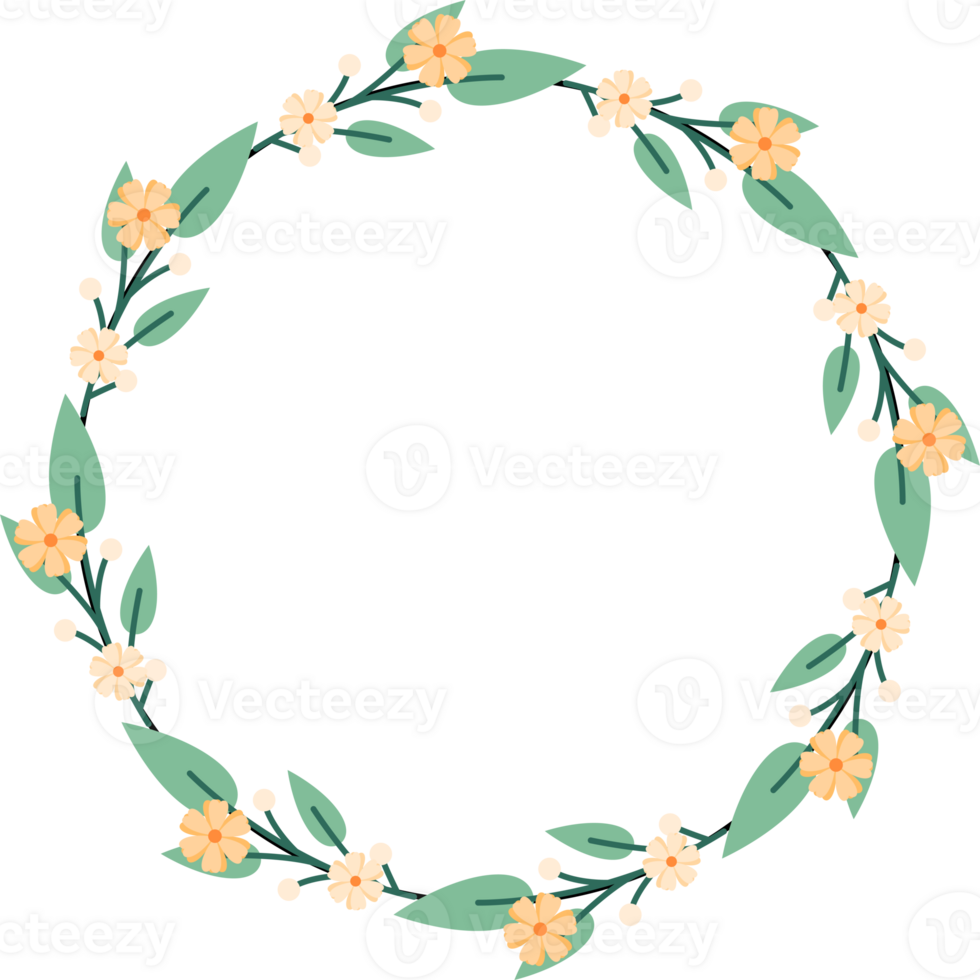 Circle Leaf Flower Frame png
