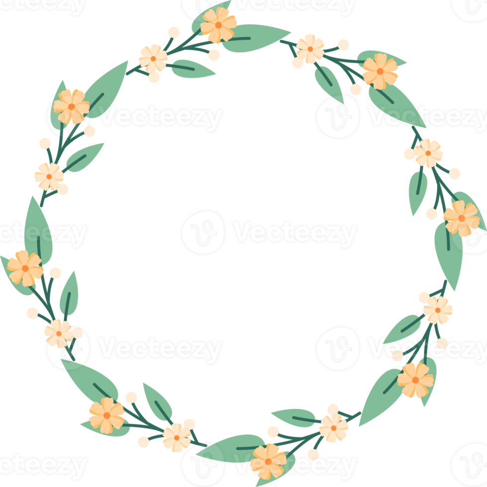 Circle Leaf Flower Frame png