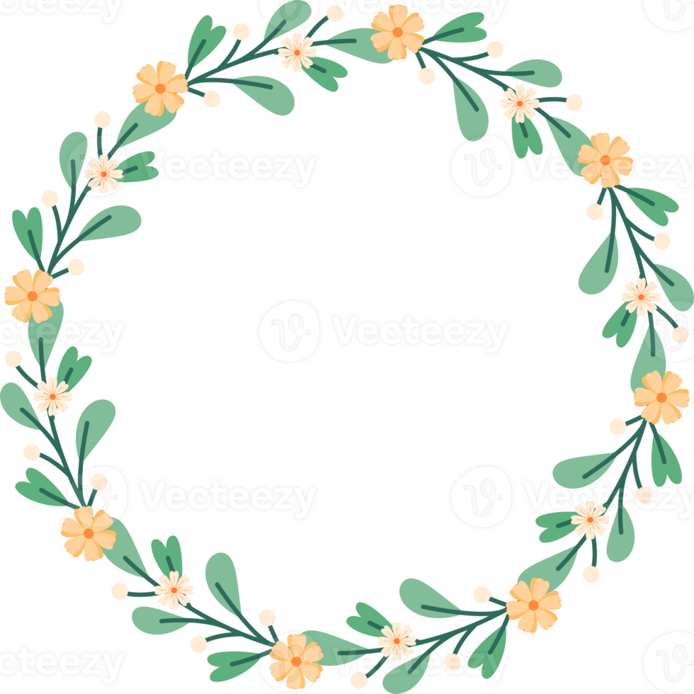 Circle Leaf Flower Frame png