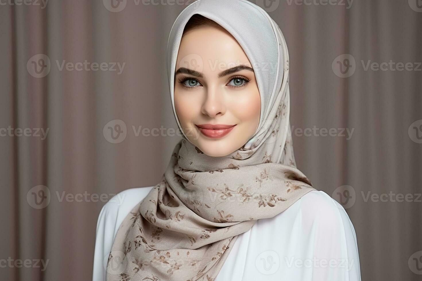 AI generated Portrait of a beautiful Muslim woman wearing hijab generative AI photo