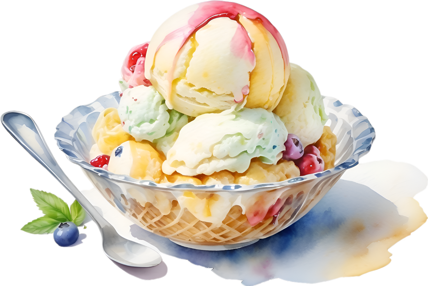 AI generated Delicious-looking Ice Cream painting. Ai-generated. png