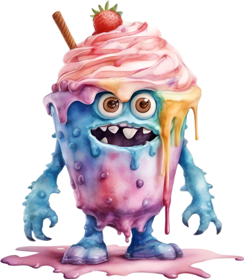 AI generated An Ice Cream monster painting. Ai-generated. png