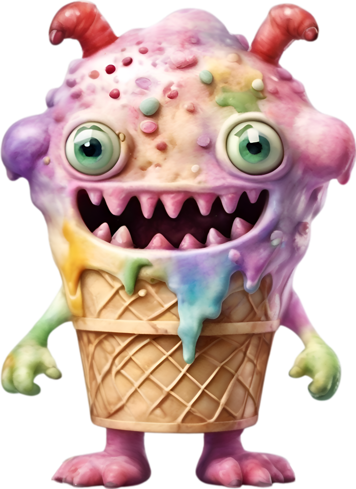 AI generated An Ice Cream monster painting. Ai-generated. png