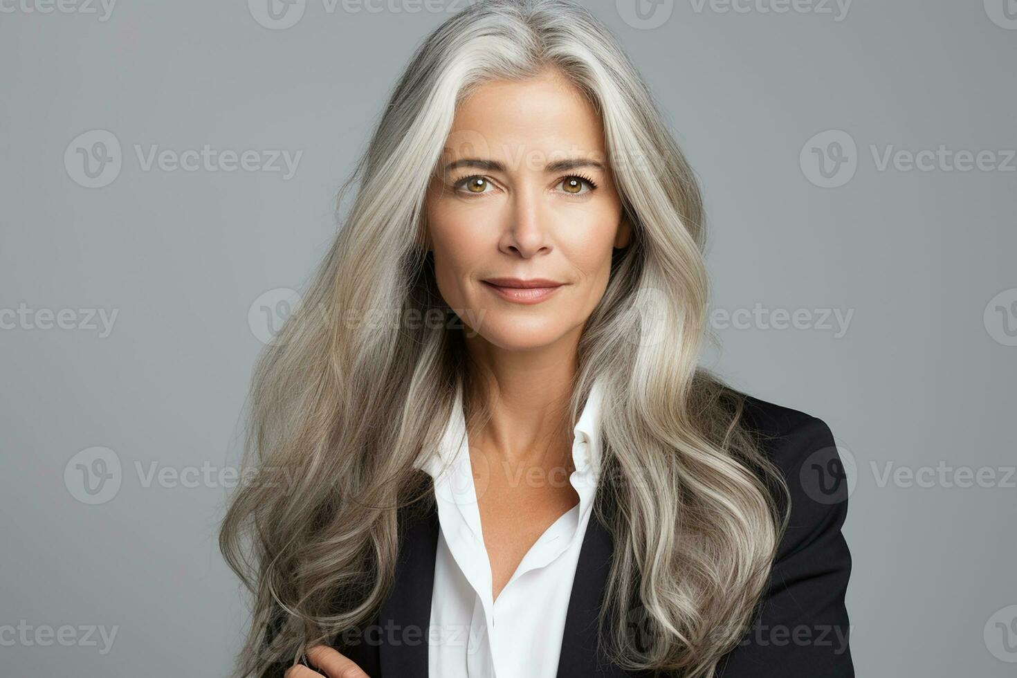 AI generated Portrait of senior woman smiling on isolated background photo