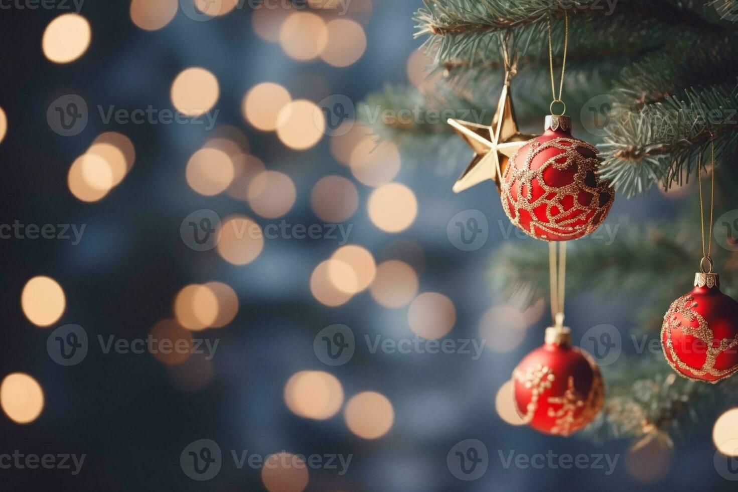AI generated Valentine day love beautiful hearts hanging on branch of tree photo