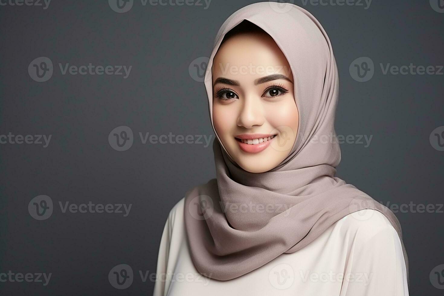 AI generated Portrait of a beautiful Muslim woman wearing hijab on isolated background generative AI photo