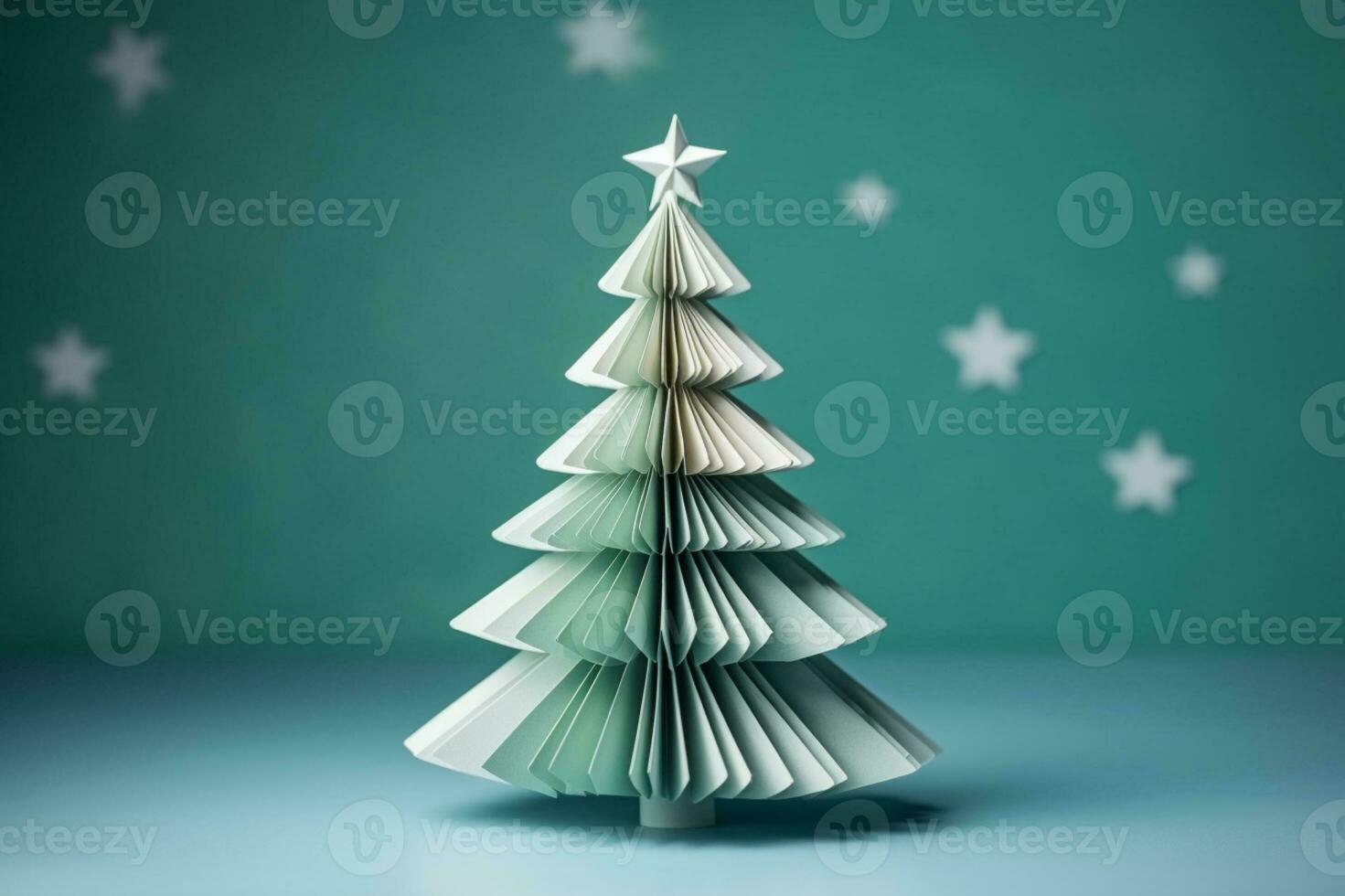 AI generated Christmas tree made with card paper photo