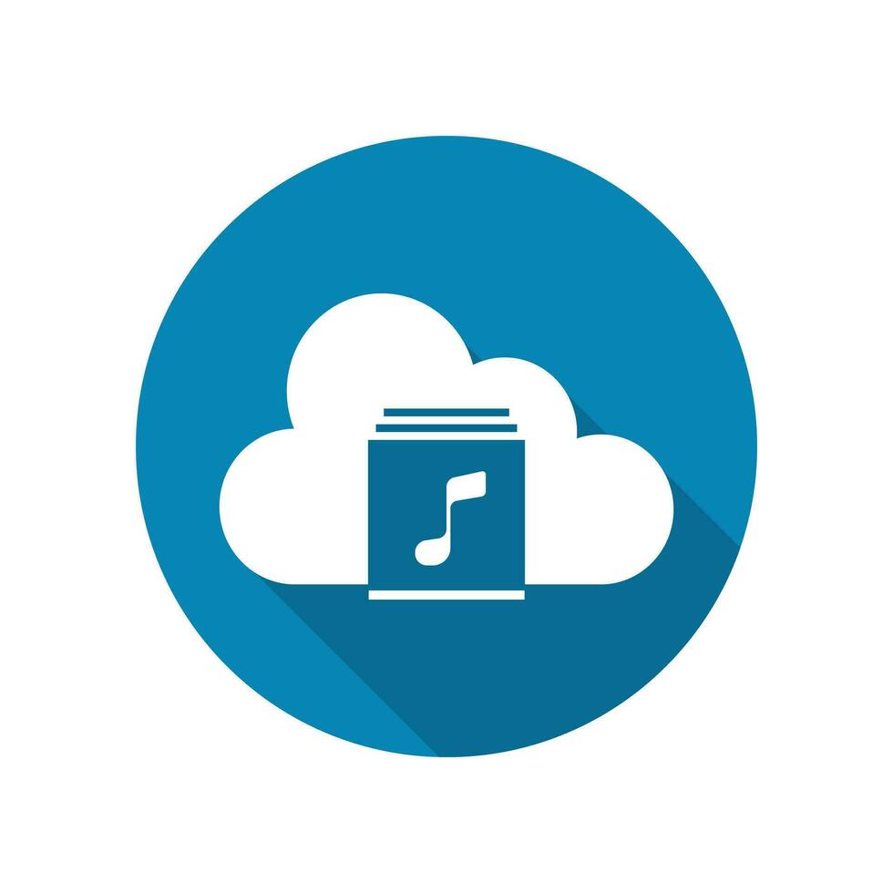 música biblioteca nube icono. nube descargar música icono vector
