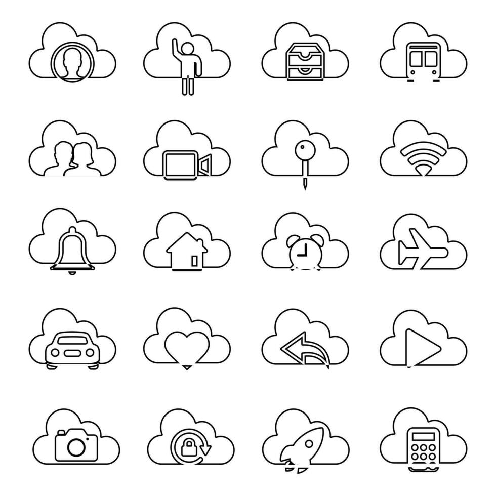 Cloud service and network related icons vector