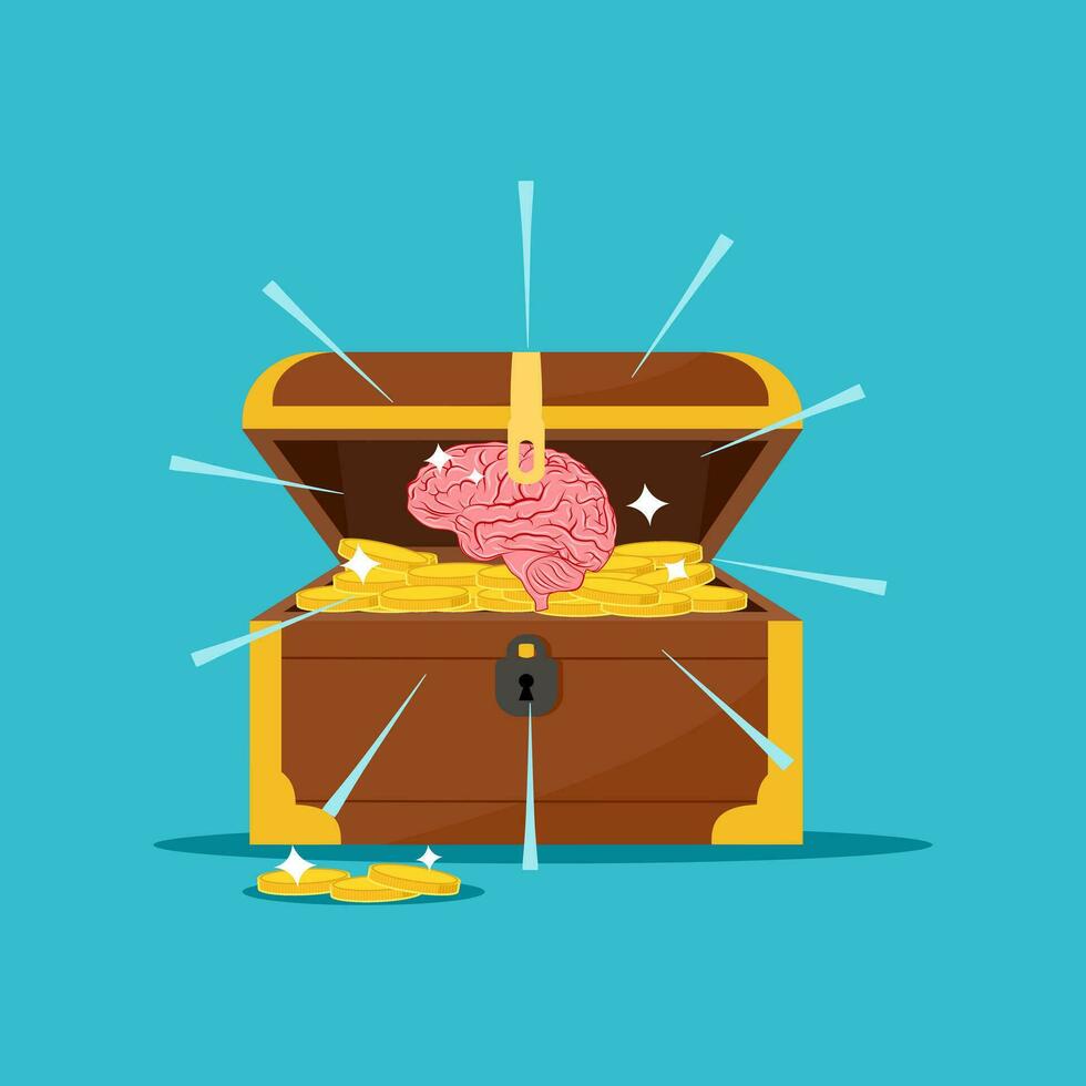 brain in the treasure chest vector