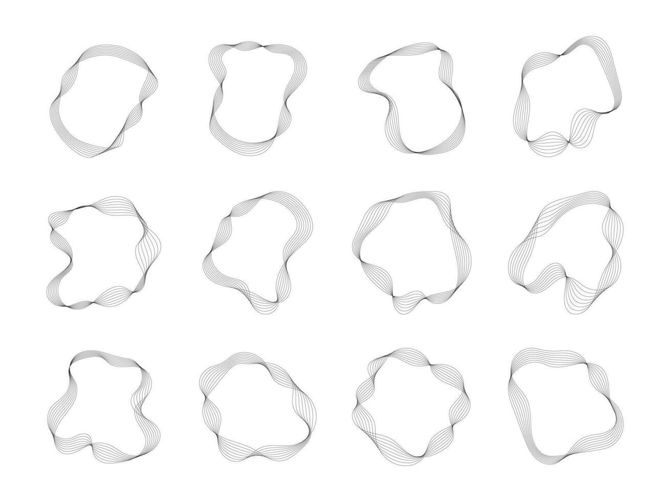 Abstract Wave Circle Line Element. Blend Lines Design Vector Illustration Set