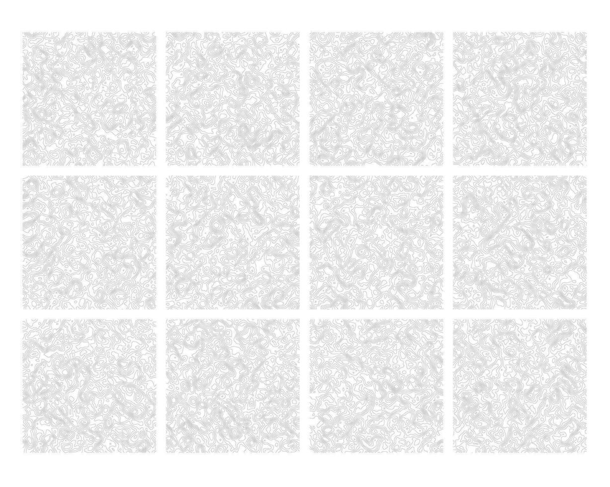 Abstract Topography Contour Lines Set. Organic Texture Shapes. Vector Topographic Illustration Collection