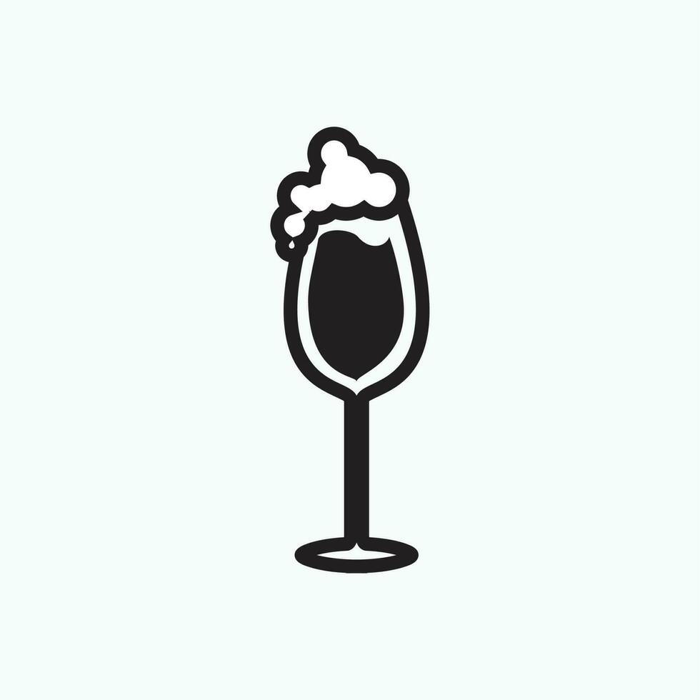 vector illustration - black wine glass for bar or cafe - flat silhouette style