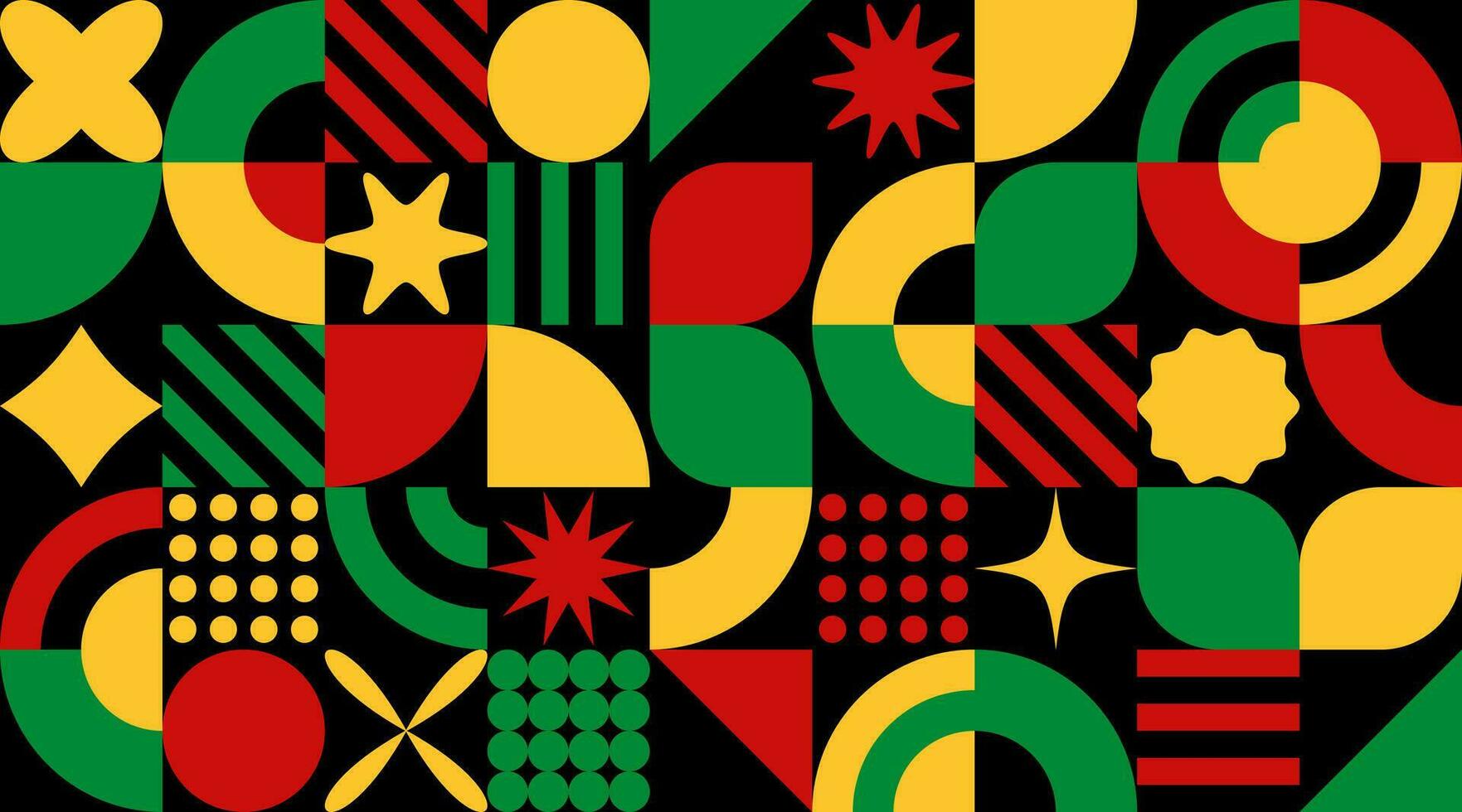 brutalismo vector sin costura modelo. rojo, verde, y amarillo colores. resumen bandera. negro historia mes. neo geométrico póster.