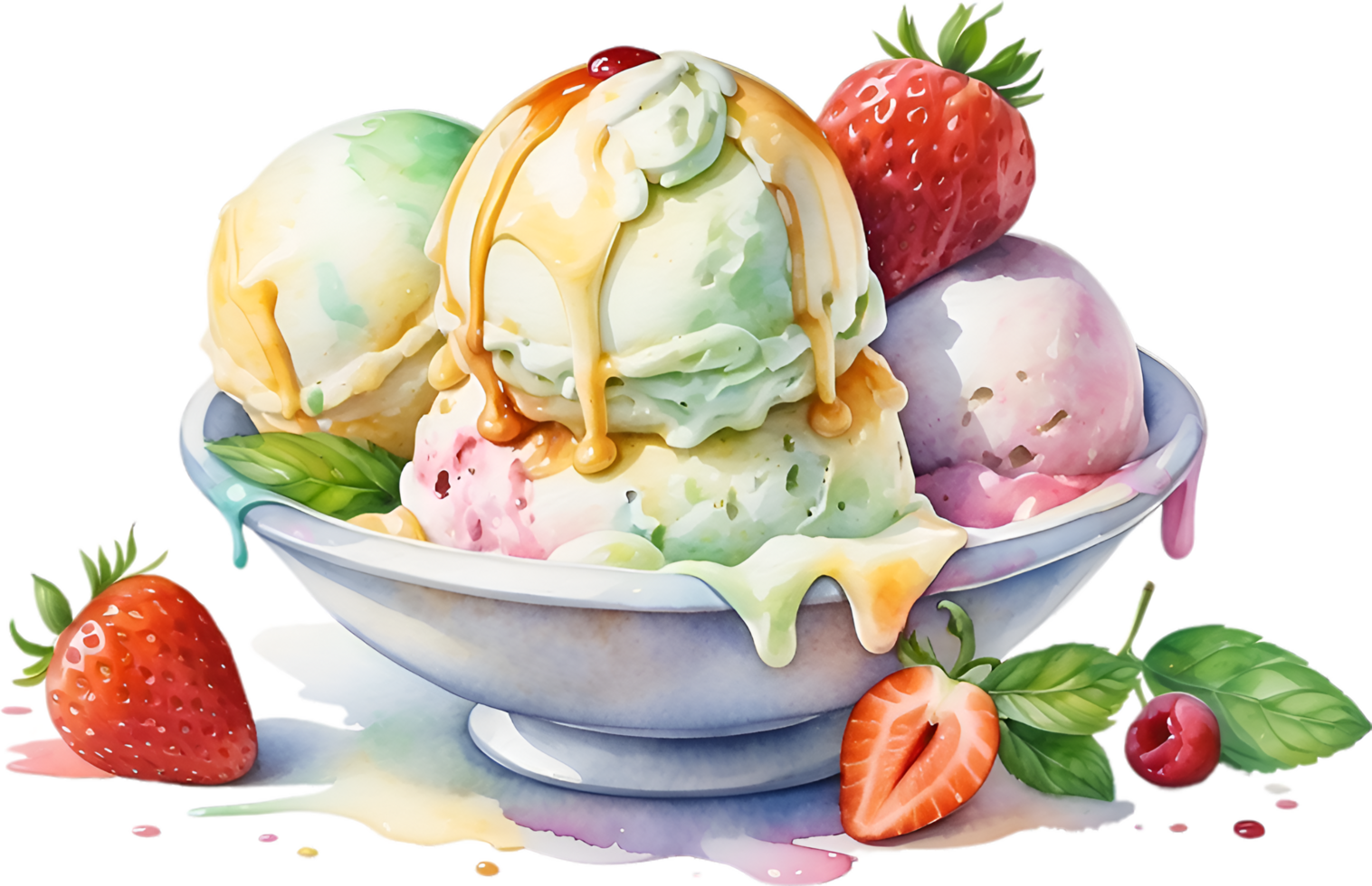 AI generated Delicious-looking Ice Cream painting. Ai-generated. png