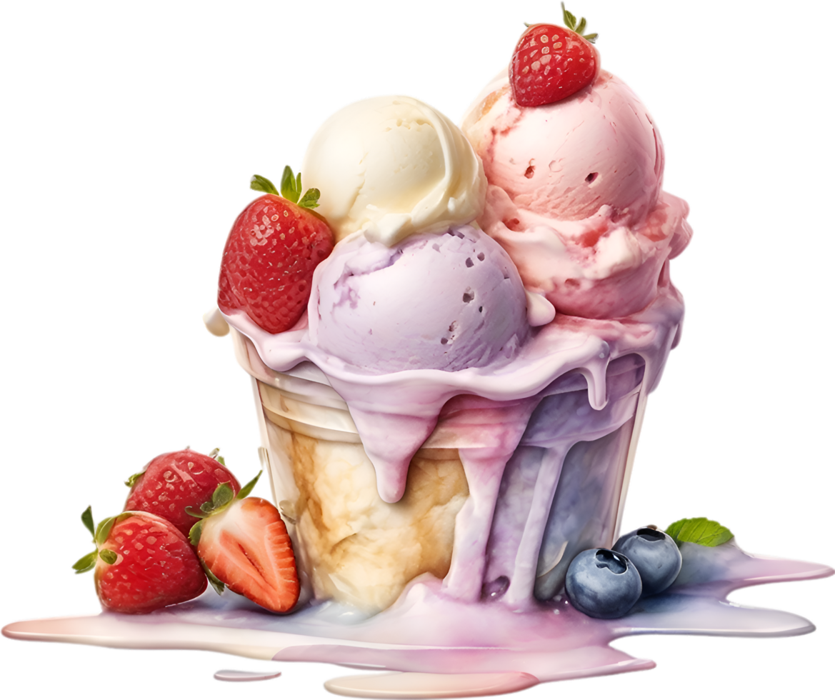 AI generated Delicious-looking Ice Cream painting. Ai-generated. png