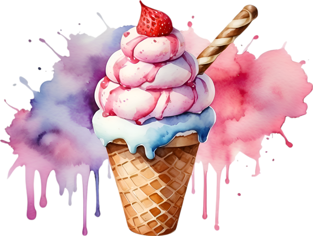 AI generated Delicious-looking Ice Cream painting. Ai-generated. png