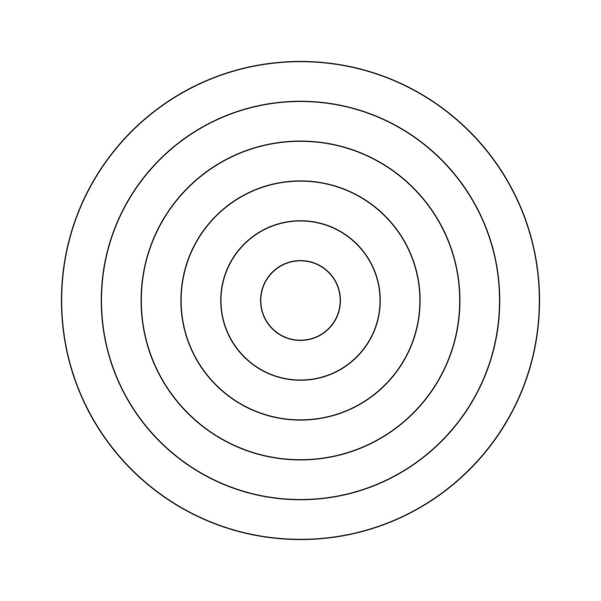 Polar grid of 5 concentric circles. Circle diagram divided on five ...