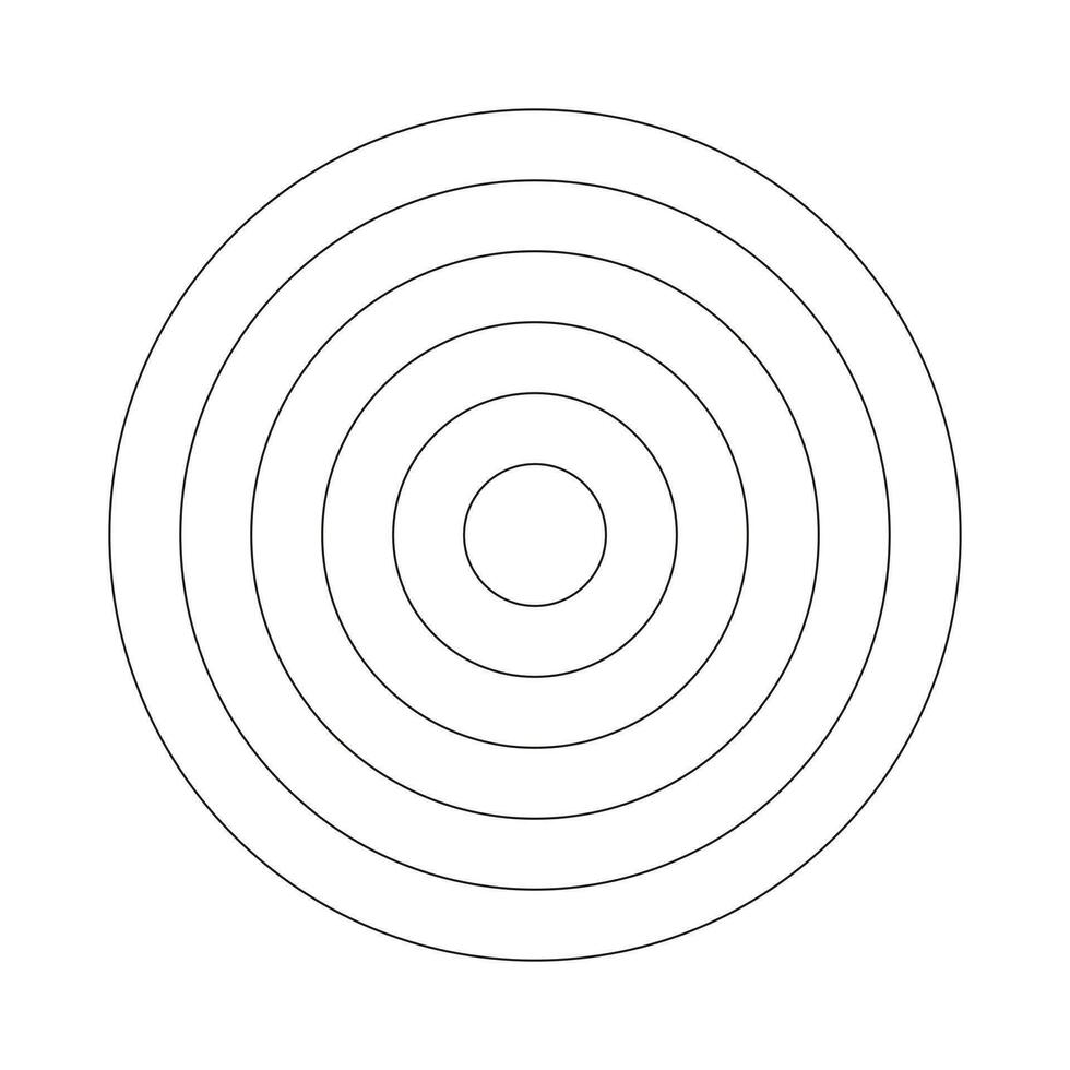 polar cuadrícula de 5 5 concéntrico círculos circulo diagrama dividido en cinco igual segmentos blanco polar grafico papel. rueda de vida o hábitos rastreador. sencillo entrenamiento herramienta para visualizante. vector ilustración.