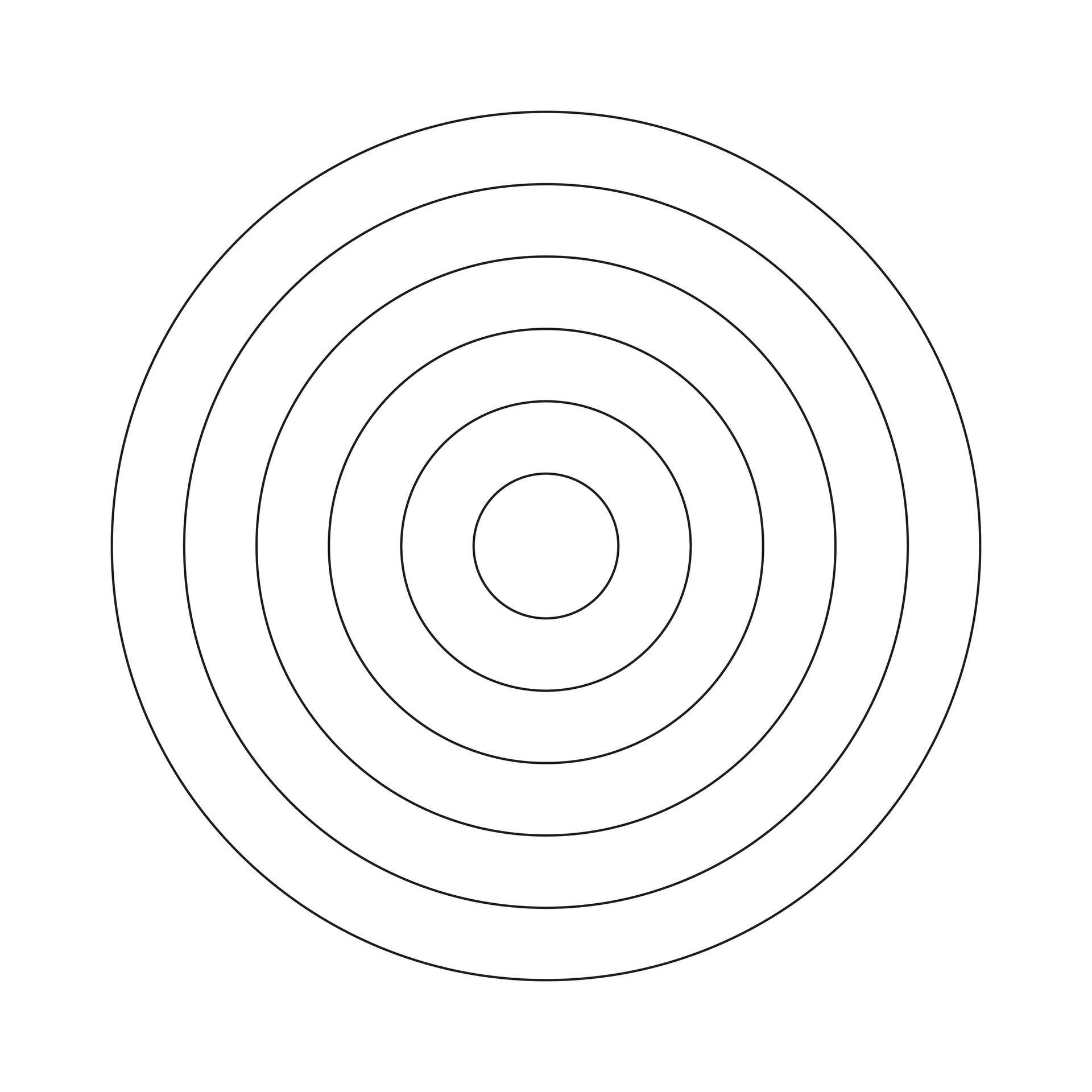 Polar grid of 5 concentric circles Circle diagram divided on five Polar grid of 5 concentric circles Circle diagram divided on five