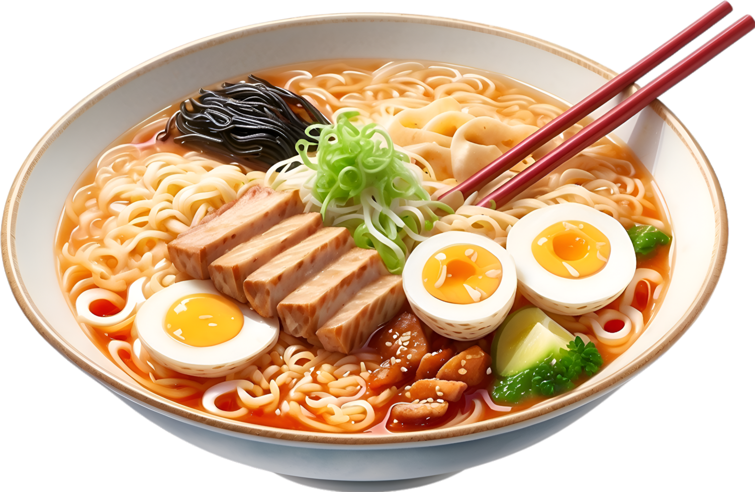 AI generated Watercolor painting of a delicious-looking Ramen. Ai-generated. png