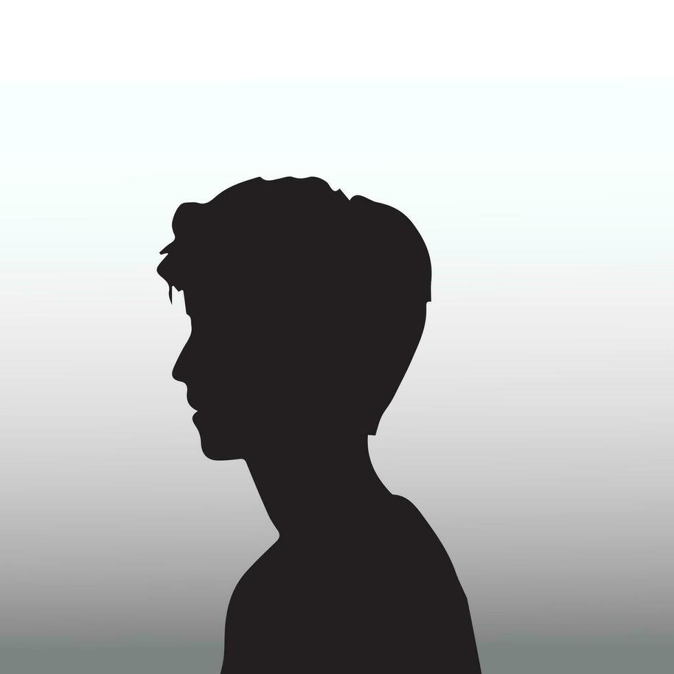 Young sad man silhouette vector