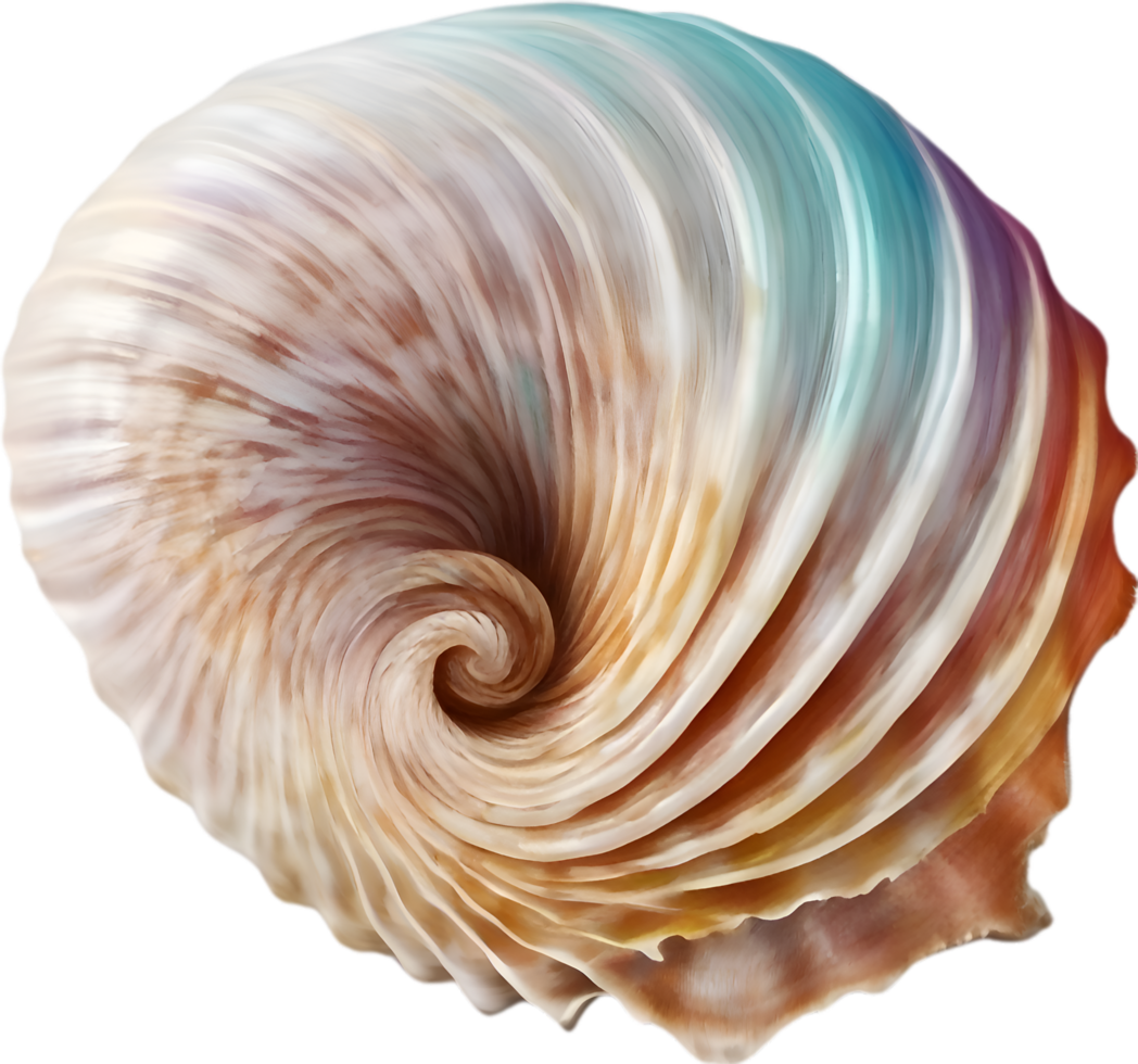 AI generated an image of a colorful seashell. Ai-Generated. png