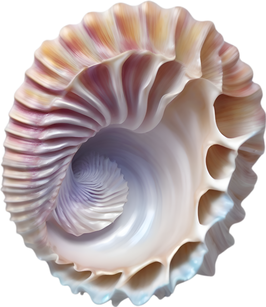 AI generated an image of a colorful seashell. Ai-Generated. png