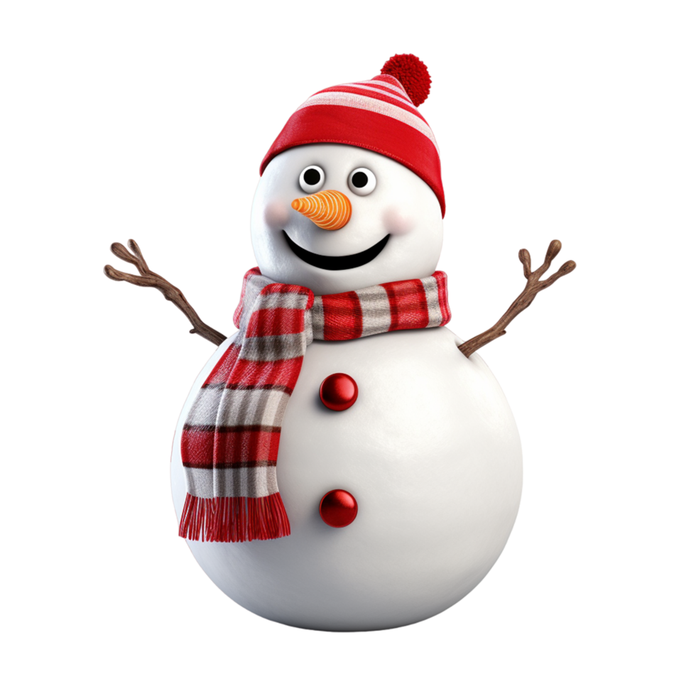 AI generated Cute 3d Snowman isolated on a transparent background png