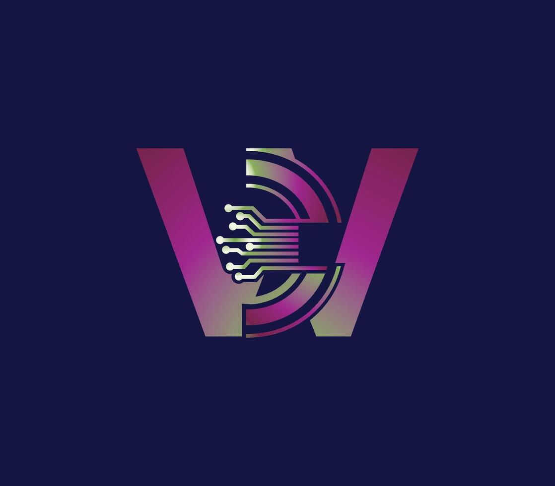 W letter Technology logo design. with Communication Service. Modern Design vector