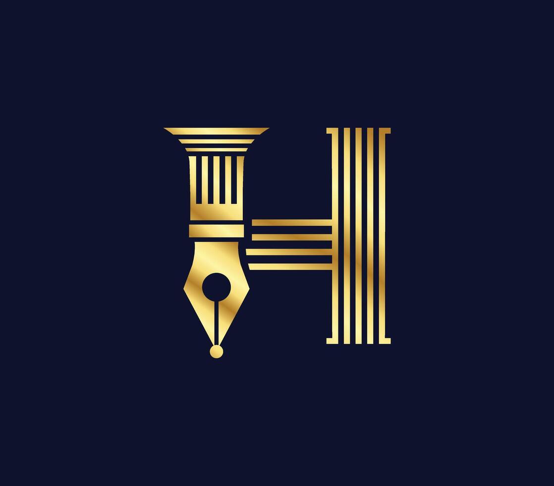 H letter Lawyer logo with creative Design Gold Color vector