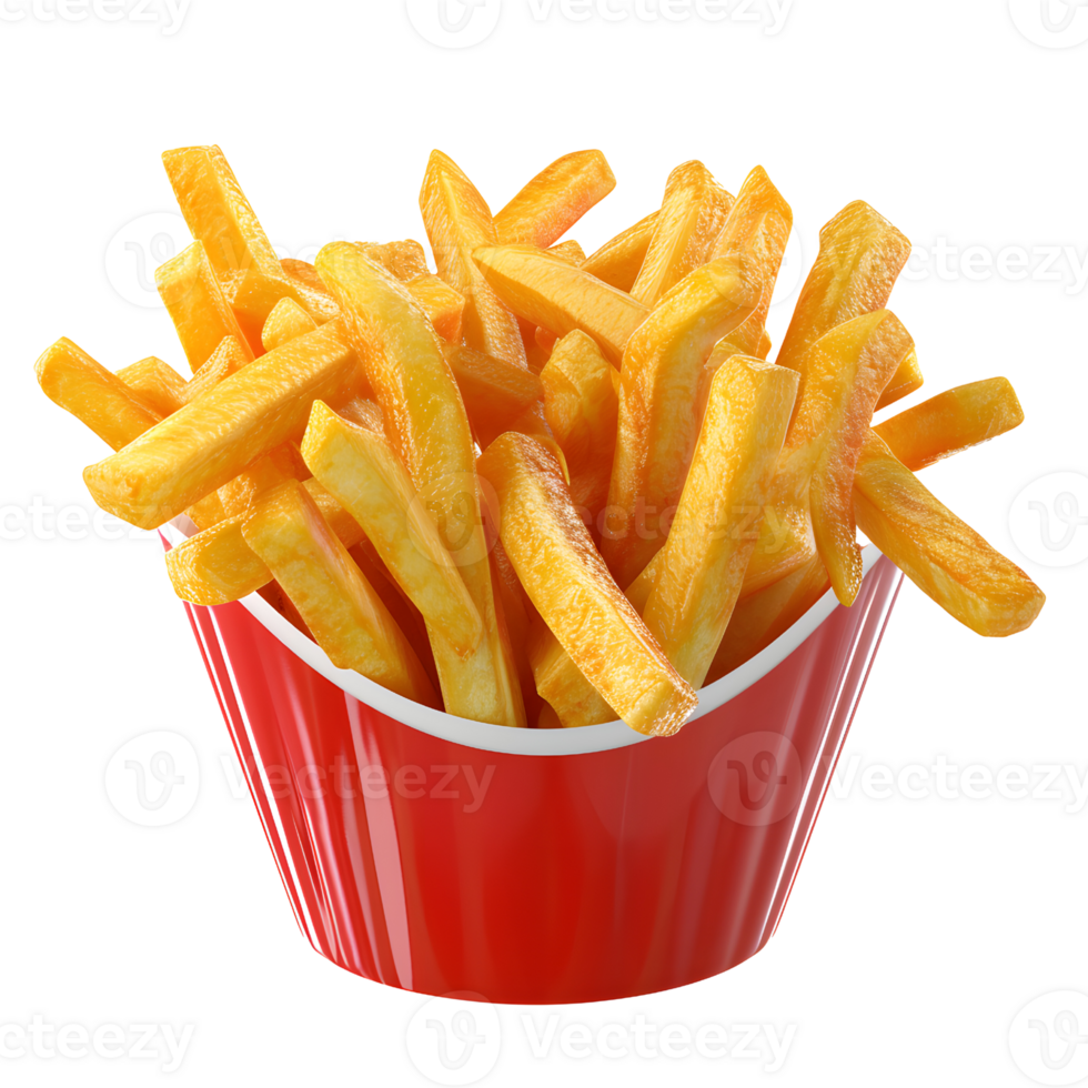 AI generated French Fries Set in Red Takeout Container png
