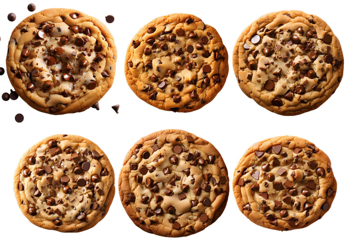 AI generated Chocolate Chip Cookies Flat Lay png