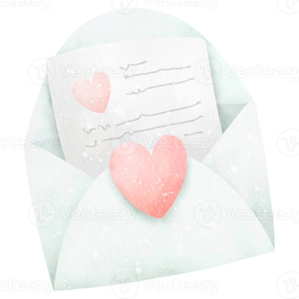 Romantic Watercolor Love Letter on Vintage Paper png