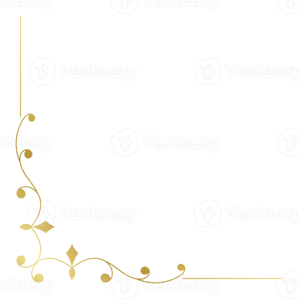 Vintage corner lines in the shape of gold rolled flowers are made into a baroque style frame. png