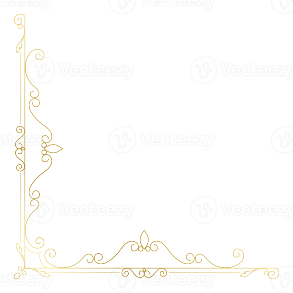 Vintage corner lines in the shape of gold rolled flowers are made into a baroque style frame. png