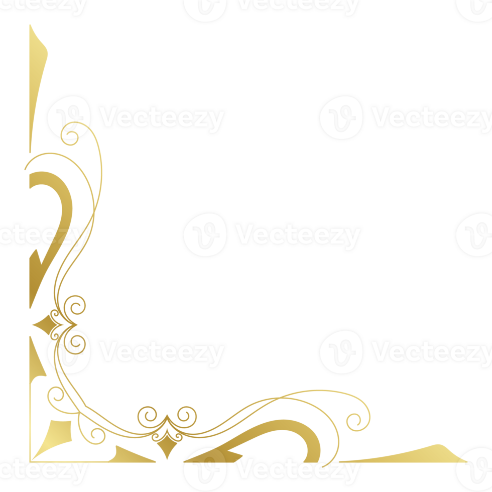 Vintage corner lines in the shape of gold rolled flowers are made into a baroque style frame. png