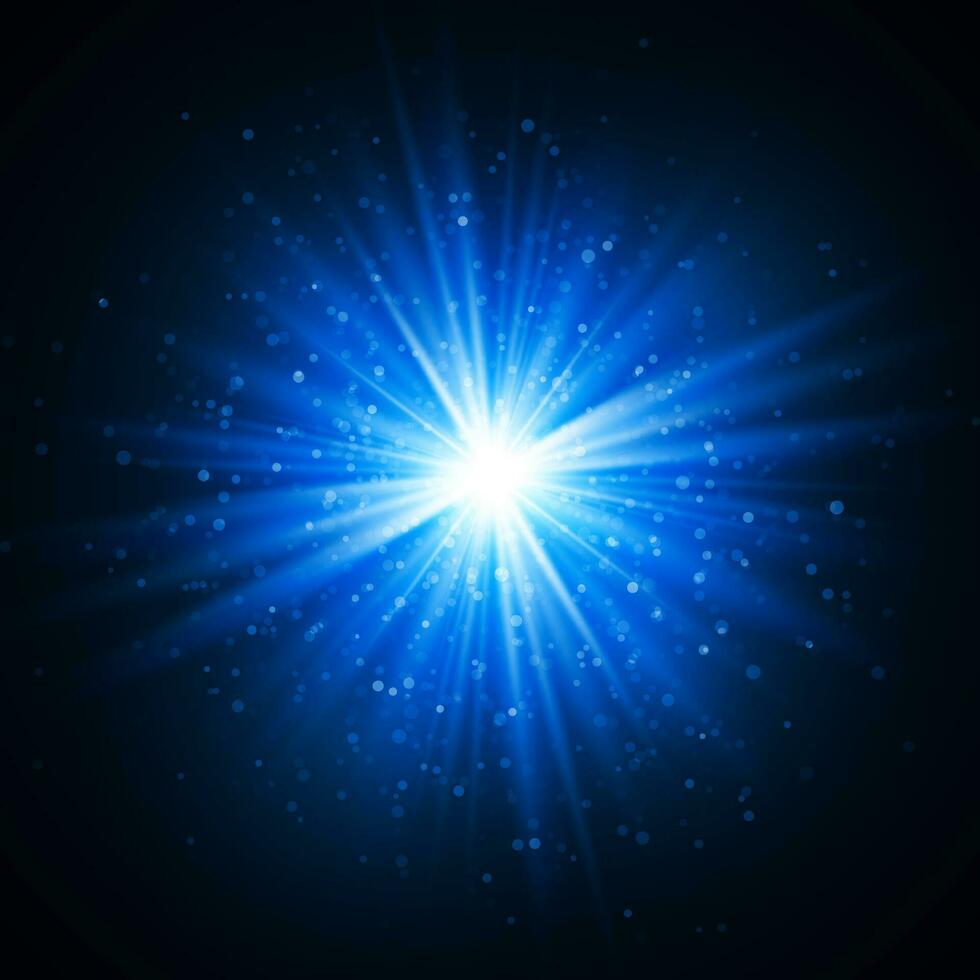 Star burst with sparkles. Light effect. Gold glitter texture vector