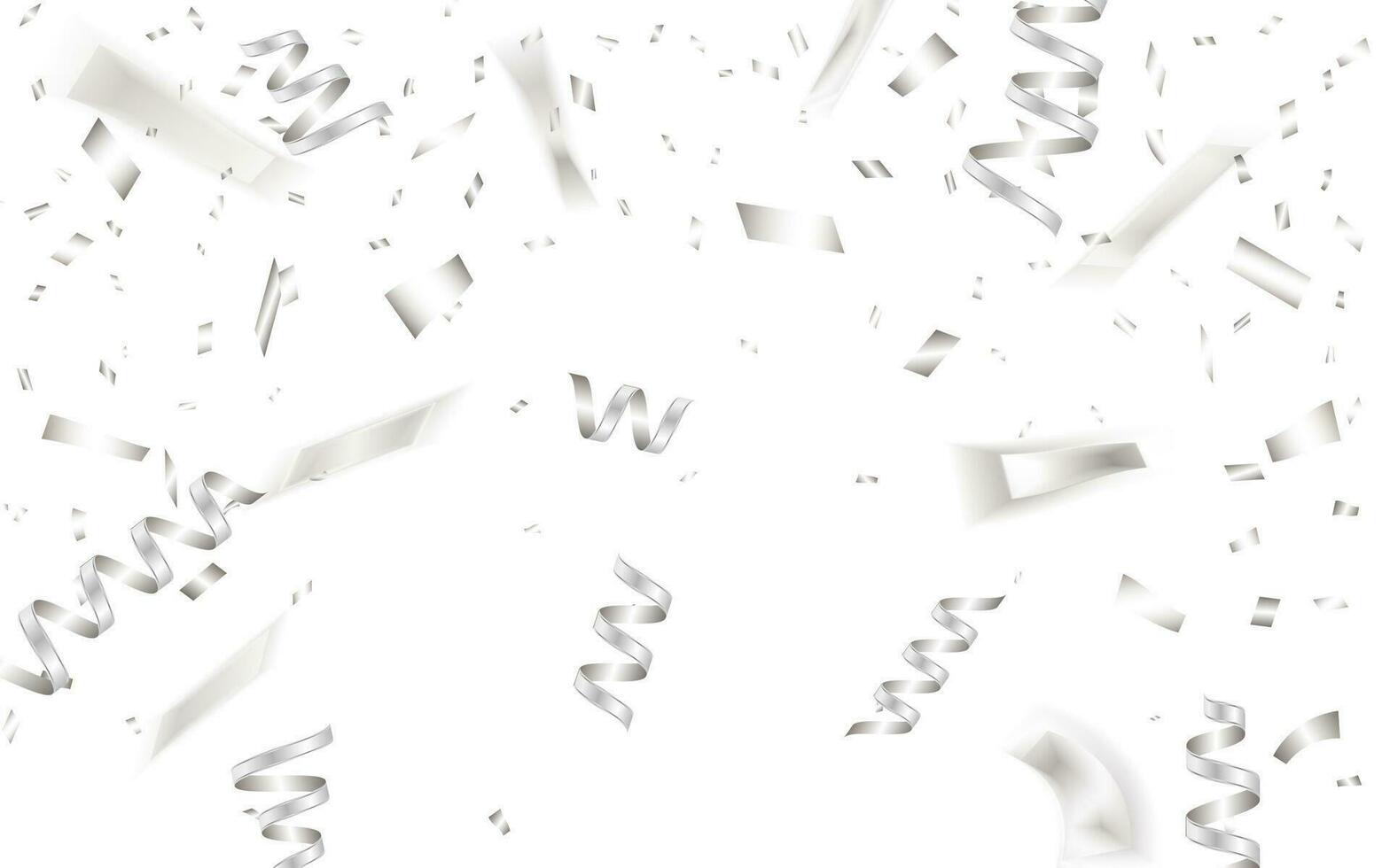 Celebration background template with silver confetti. Vector illustration