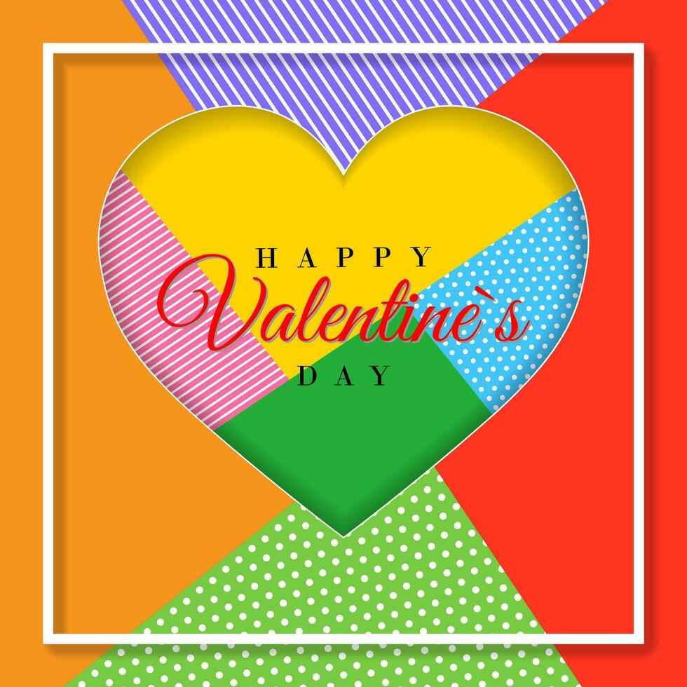 Happy Valentines Day. 3d paper cut heart concept design  greeting card. Paper carving heart shapes with shadow. February 14. Vector illustration.