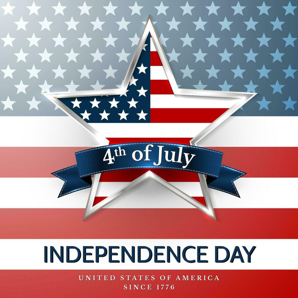 4 th july usa star, independence day. Vector illustration