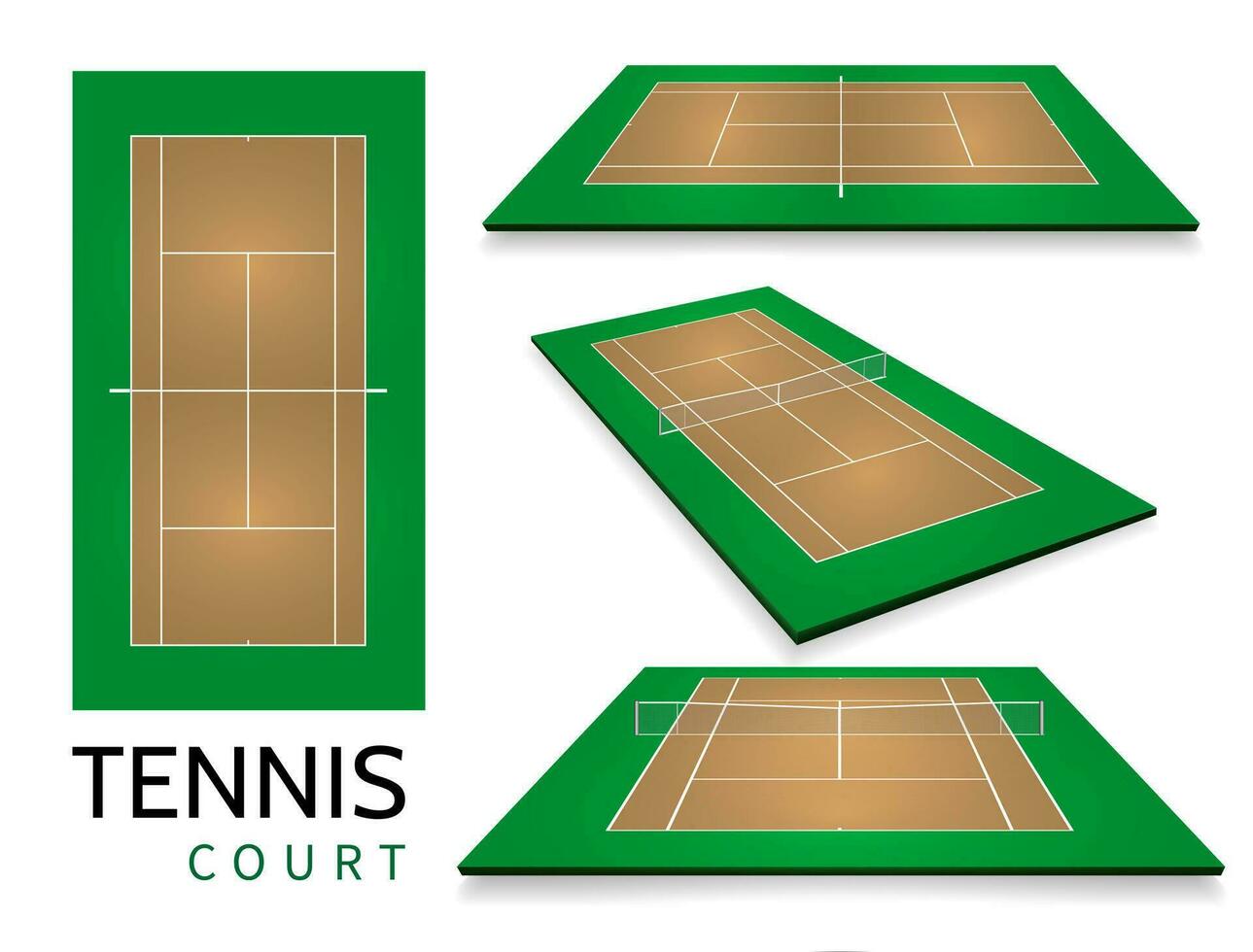 tenis Corte . parte superior ver y diferente perspectiva, eps10 vector