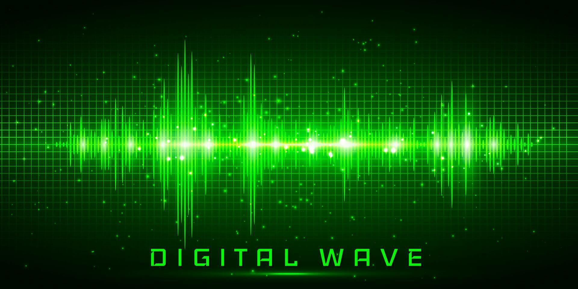 Digital wave, Sound waves oscillating glow light, Abstract technology background - Vector