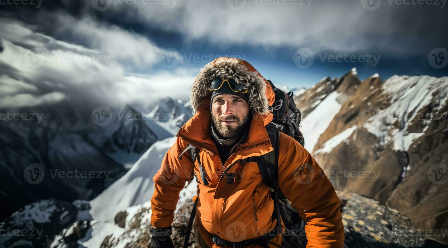 AI generated Winter Wilderness Ascent - Climber's Epic Journey photo