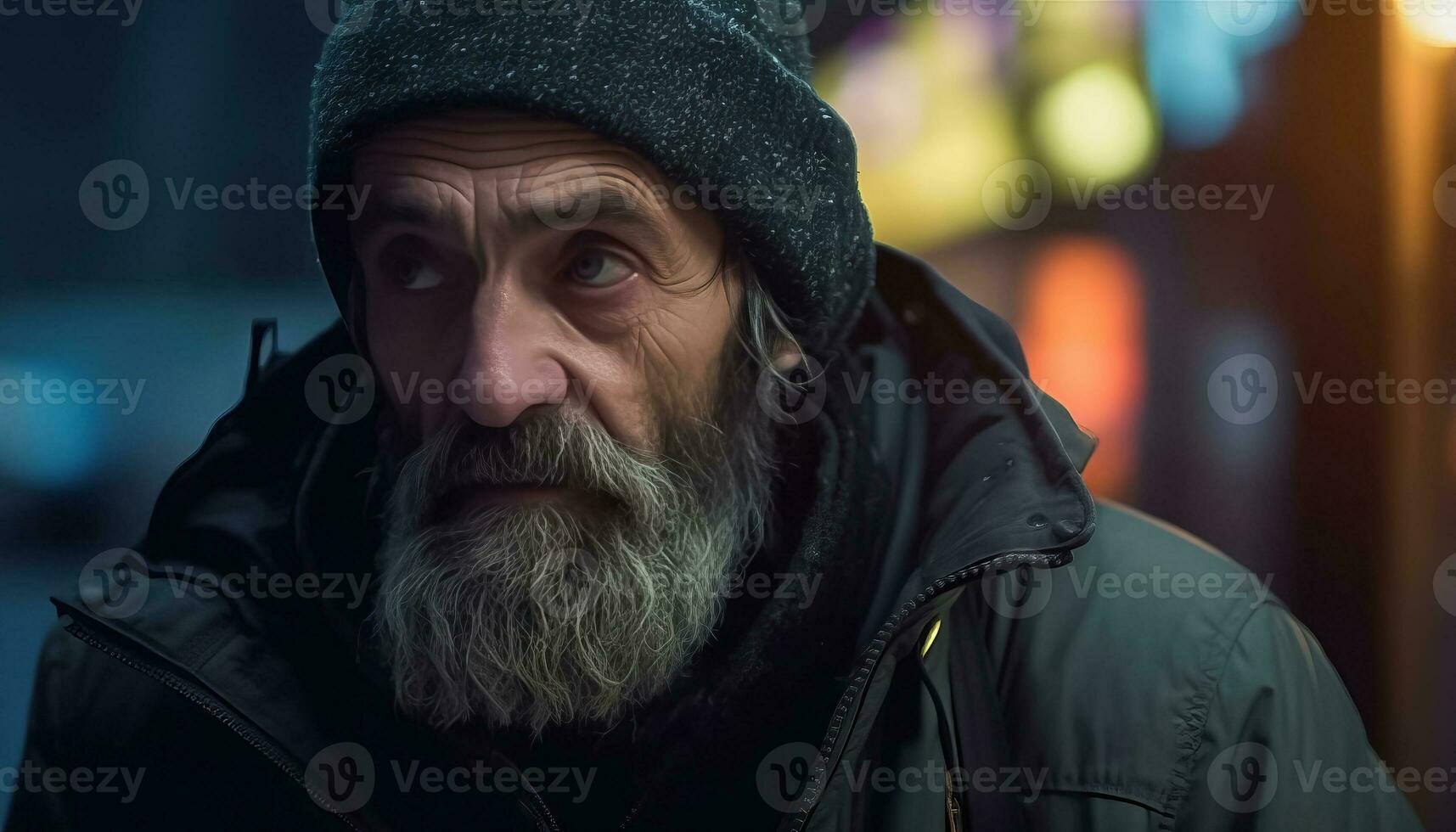 AI generated Emotional Close-Up - Unfortunate Elderly Man in Despair photo