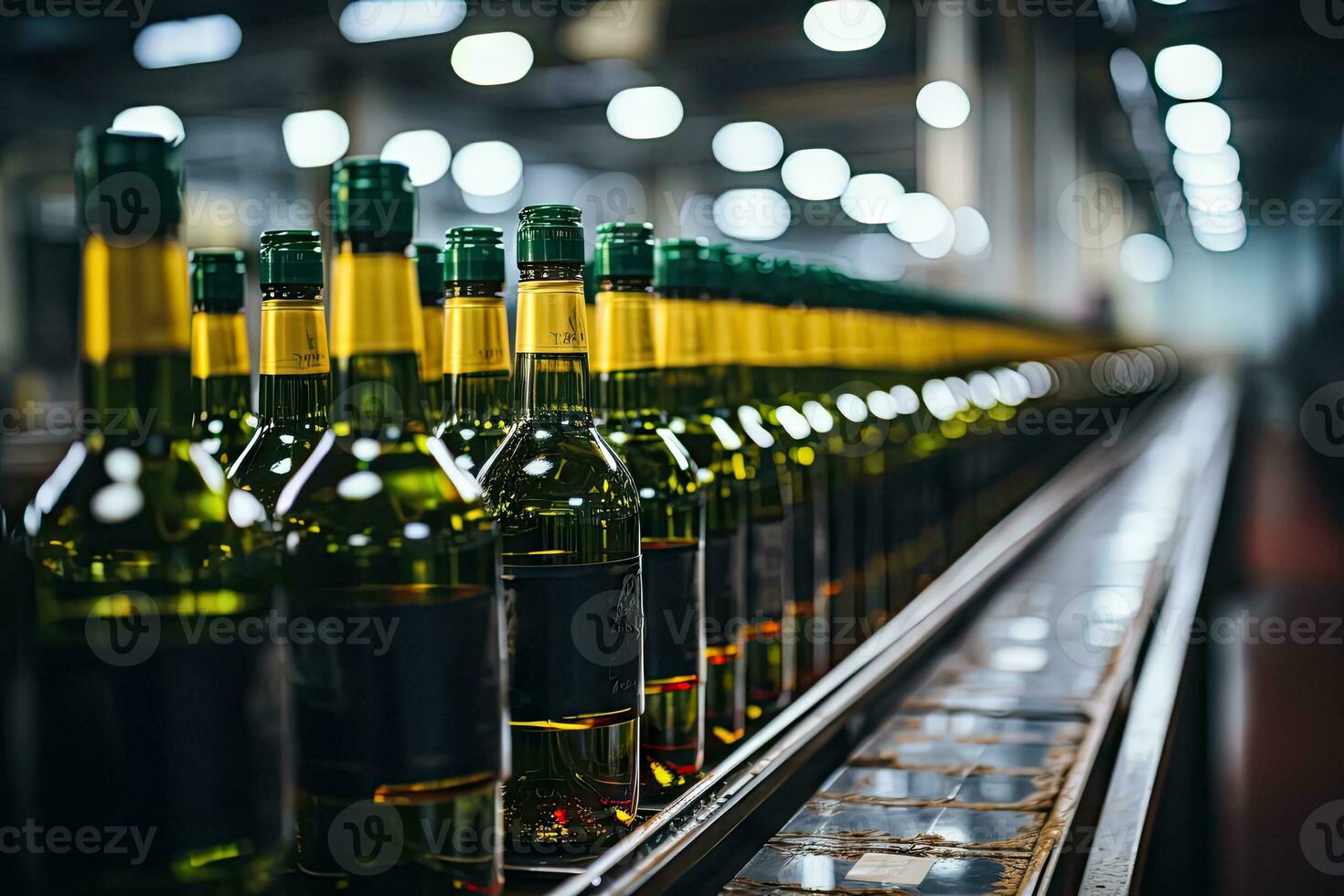 AI generated Wine Bottling Mastery - Automated Production on the Conveyor Line photo