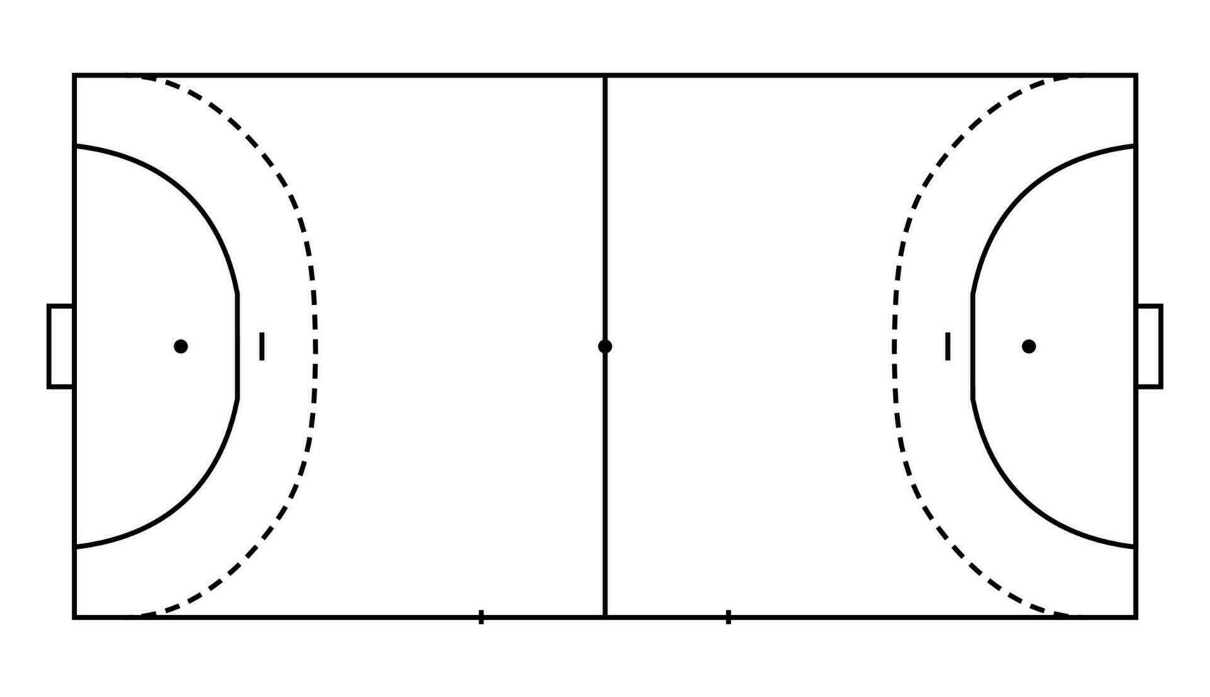 handball field, cort eps10 field top view vector illustration, Line art style